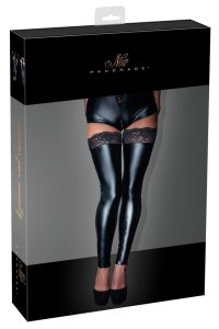 Noir Handmade pończochy matowe z koronką czarne XL, silikonowy pas, bez stopy