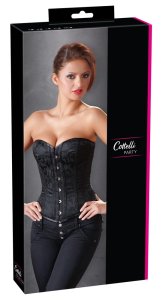 Cottelli PARTY Gorset Czarny z Brokatem Modelujący M, Odpinane Szelki