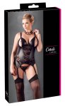 Cottelli Collection Curves 4XL – Koszulka z rozcięciem na miseczkach i stringi, czarna