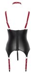 Cottelli Collection Bondage XL – Haleczka matowa czerwona z paskiem, kajdankami i stringami