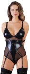 Cottelli Bondage Body S Wetlook Czarny z Zamkami i Powernet, regulowane szelki