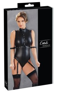 Cottelli Collection Body Bondage XL z Paskami i Otwartym Kroczem Czarne, matowe wykończenie