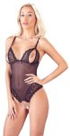 Cottelli Lingerie Body Siateczkowe M z koronką, otwarta konstrukcja i dekoracyjna ozdoba