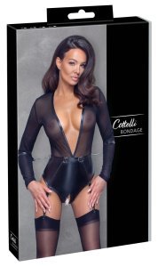 Cottelli Collection Bondage Body XL siateczka, pas z pierścieniami, kajdanki