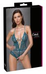 Cottelli Lingerie Body koronkowe zielone S z paskami, otwarta dolna część