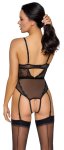 Cottelli Lingerie Body L Koronka Czarna Perłowy Łańcuszek Regulowane Ramiączka