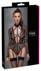 Cottelli Lingerie Body M Koronkowe Długi Rękaw Uprząż Matowe Paski