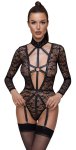 Cottelli Lingerie Body M Koronkowe Długi Rękaw Uprząż Matowe Paski