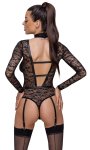 Cottelli Lingerie Body M Koronkowe Długi Rękaw Uprząż Matowe Paski