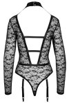 Cottelli Lingerie Body M Koronkowe Długi Rękaw Uprząż Matowe Paski