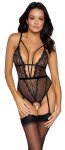 Cottelli Lingerie Body S Koronkowe Czarny Perełki Odpinany Łańcuszek