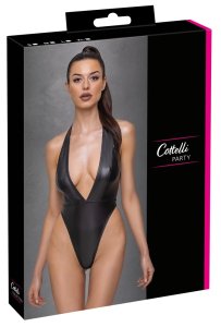 Cottelli PARTY Body M Matowe Czarne Głęboki Dekolt Halter Wysokie Wycięcia