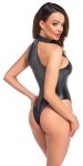 Noir Handmade Body Matowe Czarny Powerwetlook S, kołnierzyk i srebrne dżety, dwukierunkowy zamek