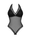 Obsessive Medilla Body czarne siateczkowe z koronką M/L, regulowane zapięcie halterneck