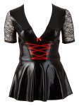 Cottelli Collection CURVES Mini Sukienka Czarna 4XL z Czerwonym Sznurowaniem i Koronką