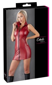 Cottelli PARTY mini sukienka XL czerwona, czarny zamek dwukierunkowy, elastyczna tkanina