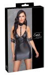Cottelli Bondage sukienka matowa czarna L z mankietami, kołnierzem i paskami