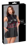 Cottelli Bondage Plus sukienka czarna matowa XL z czerwonymi wstawkami i mankietami
