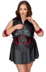 Cottelli Bondage Plus sukienka czarna matowa XL z czerwonymi wstawkami i mankietami