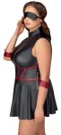 Cottelli Bondage Plus sukienka czarna matowa XL z czerwonymi wstawkami i mankietami
