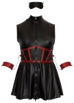 Cottelli Bondage Plus sukienka czarna matowa XL z czerwonymi wstawkami i mankietami