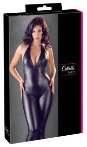 Cottelli Collection Party Kombinezon Matowy Czarny L Dwukierunkowy Zamek Dekolt
