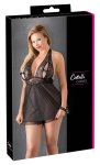 Cottelli Curves Babydoll Czarna 2XL Koronka Kokardka Rozcięcie Halter