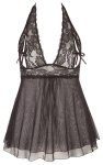 Cottelli Curves Babydoll Czarna 2XL Koronka Kokardka Rozcięcie Halter