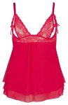 Cottelli Curves Babydoll L Czerwona z Koronką, Kokardą i Regulacją Ramiączek