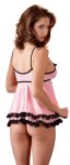 Cottelli Lingerie Babydoll Rożowa L Koronka Stringi Powernet Wiązanie