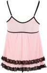 Cottelli Lingerie Koszulka Nocna Rożowa XL Koronka Stringi Powernet Wiązanie