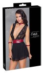 Cottelli Bondage Babydoll L Czarna z Czerwoną Obrożą, Pasem i Mankietami