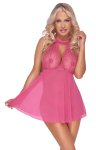 Cottelli Lingerie Haleczka Różowa z Koronką, Keyhole i Stringami L/XL