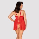 Obsessive Blossmina Sukienka Czerwona 6XL/7XL z Gorsetowym Wiązaniem i Stringami