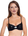 Black Level Klasyczny Stanik Vinylowy 80B Czarny Połysk z Regulowanymi Ramiączkami