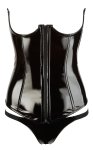 Black Level Gorset Winylowy Bez Miseczek XS Czarny z Fiszbiny i Stringami