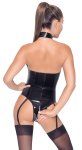 Black Level Body winylowe z szelkami i zamkiem L, czarny połysk, klamry, regulacja
