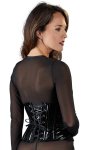Black Level Gorset model XL czarny połysk, zamek przód, sznurowanie tył, listwy