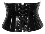 Black Level Gorset model XL czarny połysk, zamek przód, sznurowanie tył, listwy