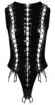 Black Level Body winylowe czarne M, wiązane sznureczkami, zamek tył, połysk