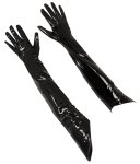 Black Level Długie Vinylowe Rękawiczki Czarne M Błyszczące Sięgające do Ramion