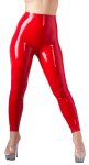Late X Legginsy Lateksowe Wysokie Czerwone M 0,35mm, Anatomiczny Kroj