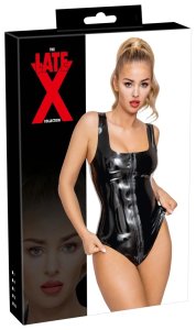 LateX Body Czarny Lateksowy 2XL, Dwukierunkowy Zamek, Kwadratowy Dekolt