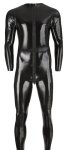 LateX Męski kombinezon lateksowy XL czarny, długi, 3-kierunkowy zamek, anatomiczny