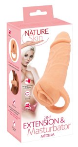 Nature Skin Medium – system 2w1 przedłużający i elastyczny rękaw intymny TPE 18,5 cm
