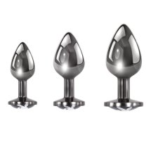 Playboy Pleasure Zestaw 3 metalowych zatyczek treningowych hematyt, anatomiczne