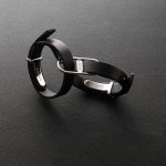 Crave ICON Cuffs mankiety czarne ze srebrem, eleganckie, stal nierdzewna, regulowane