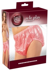 Fetish Collection Majtki Winylowe Różowe L/XL z Kieszenią i Bocznymi Zatrzaskami