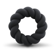Rocks-Off Twist czarny pierścień silikonowy anatomiczny 59 mm, skręcony design, elastyczny