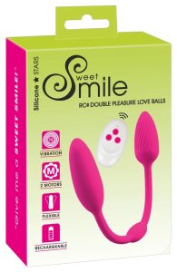 Sweet Smile RC Double Pleasure – System Wibracyjny z Pilotem, Różowy, Silikon Medyczny